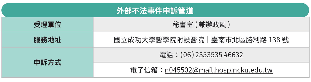 外部不法事件申訴管道
